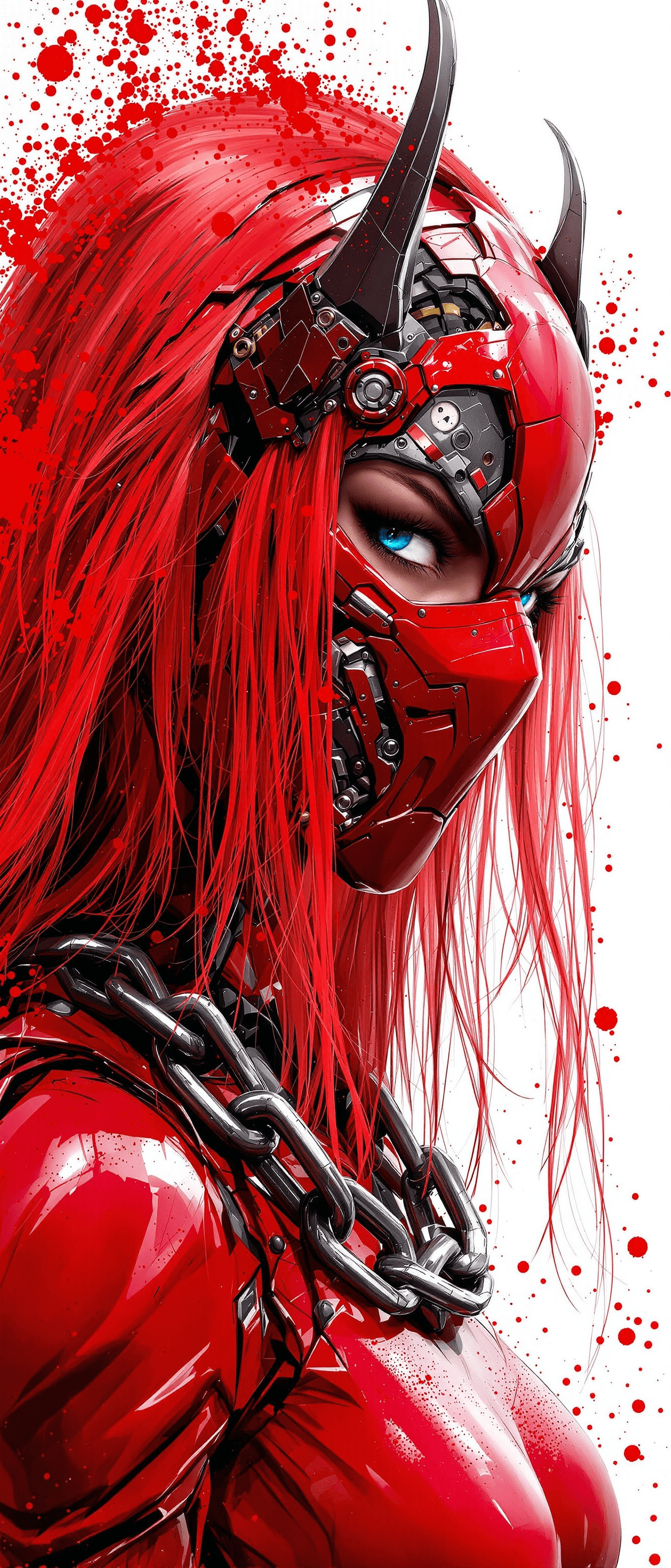 AI generated: A captivating digital artwork portrays a fierce female protagonist embodying a cyberpunk aesthetic. ...