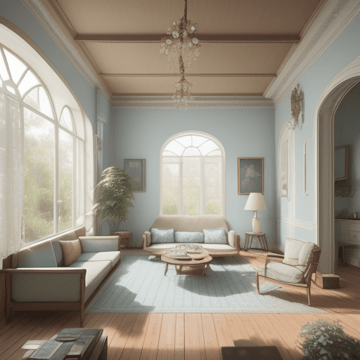 AI generated: High resolution photography interior design, dreamy sunken living room conversation pit, wooden floo...