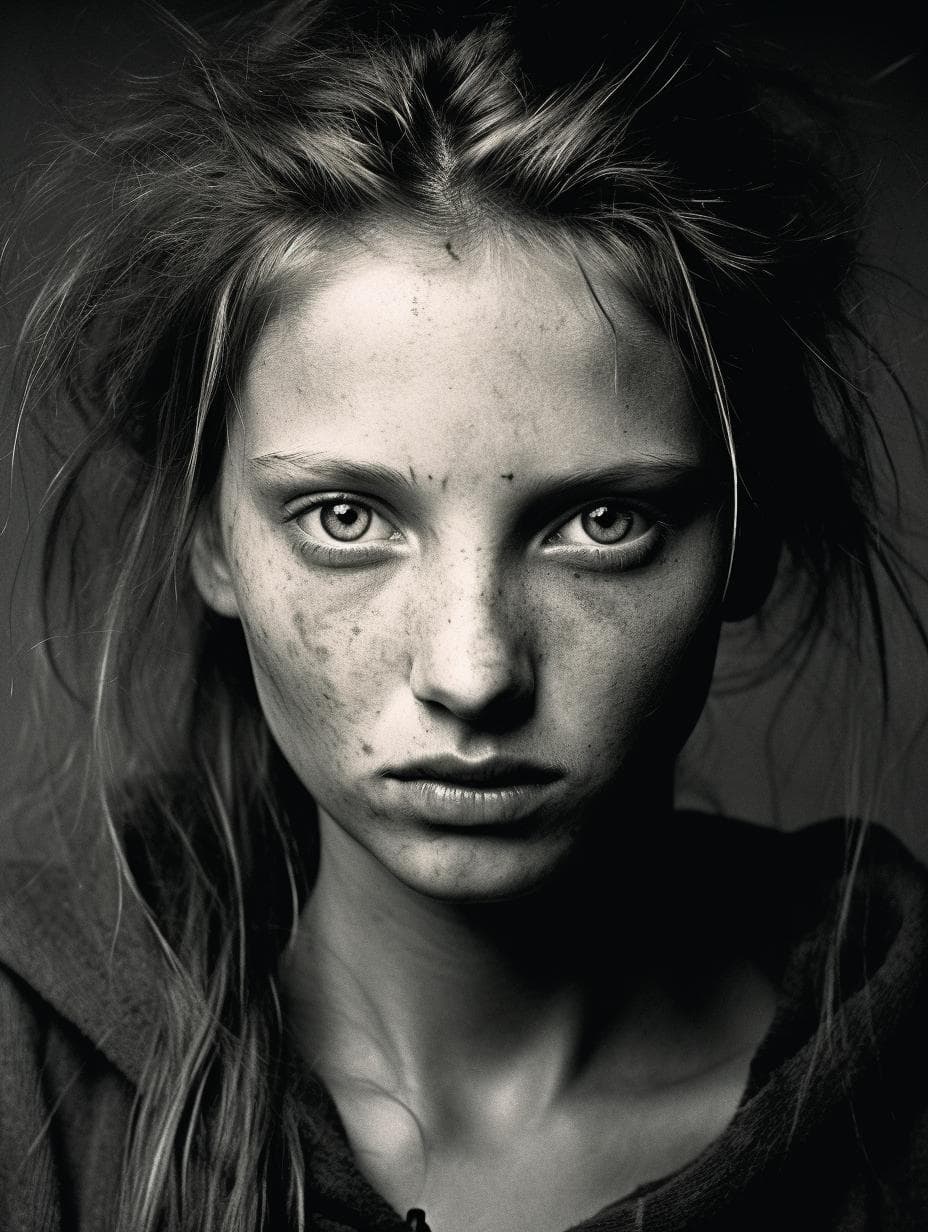 AI generated: a black and white photo of a woman, paolo roversi, similar to legolas, cameron diaz portrait, withou...