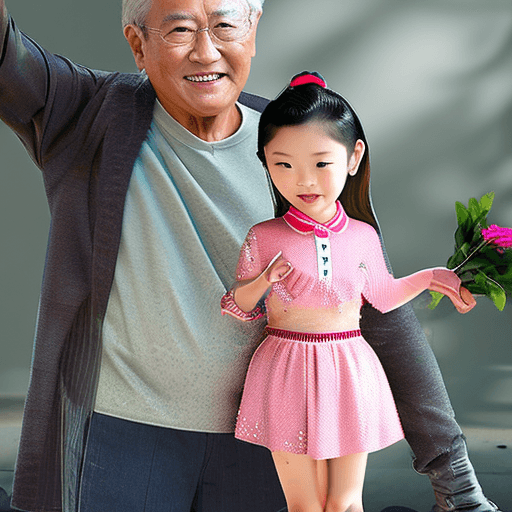 AI generated: 1 korean girl with his big manly father, a Beautiful idol, (Cute Loose Bob hair), (casual clothes), ...