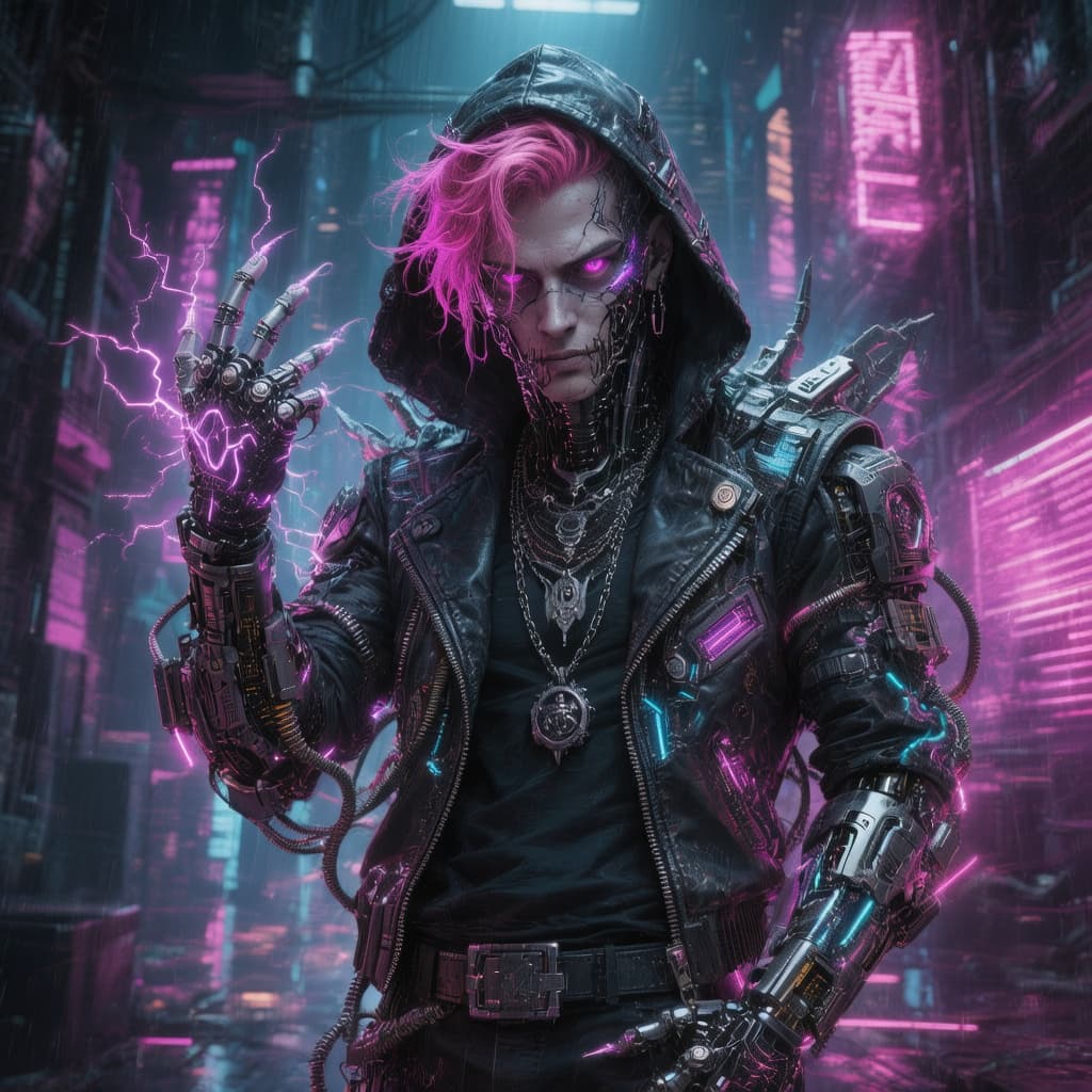 AI generated: create a demon that Controls electricity able to change electronics into his own personal robots (Li...