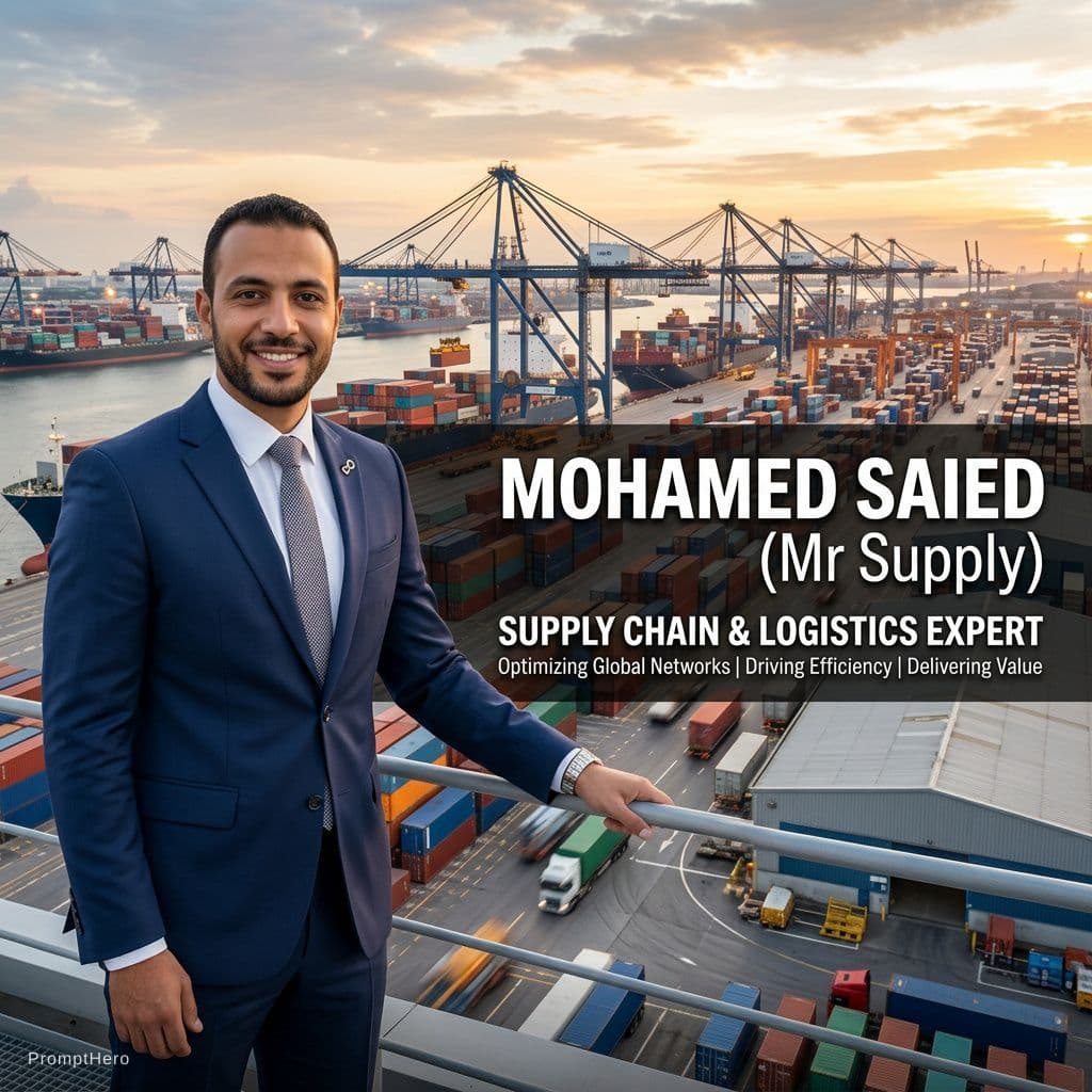 AI generated: اعملي cover profile for linkedin اسمي mohamed saied (Mr Supply) وانا متخصص في سلاسل الامداد واللوجست...