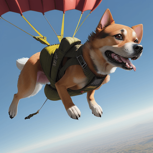 AI generated: un chien fait un saut en parachute,  concept art:: --ar 16:9