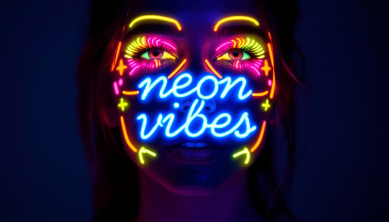 AI generated: Come up with a logo emblem for a neon photo shoot. This is a photo shoot in which a girl is painted ...