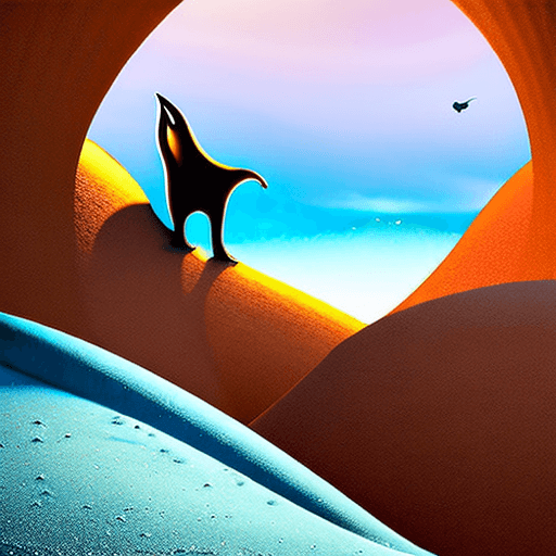 AI generated: illustration of a strange mysterious desolate desert with light blue sand,light whashed out blue col...