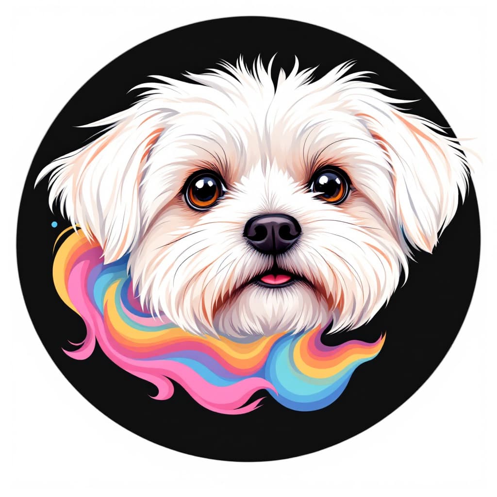 AI generated: The image is a digital illustration of a dog's face. The dog appears to be a Maltese or a similar br...