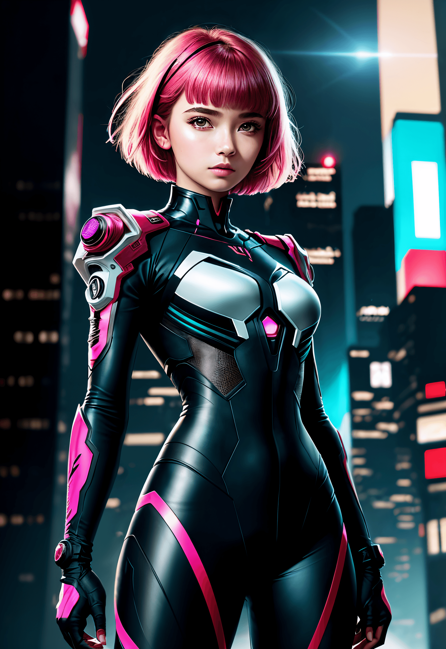 AI generated: 1 girl, photo realistic portrait of a girl with futuristic outfit, intricate sleek and transparent s...