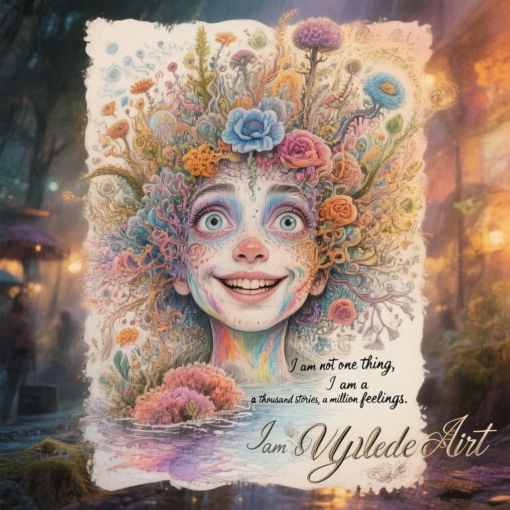 AI generated: A vibrant, surrealistic wet on wet watercolor and fine ink pencil sketch, capturing the essence of "...