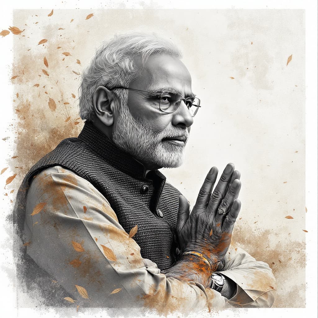 AI generated: narendra modi half body photography
