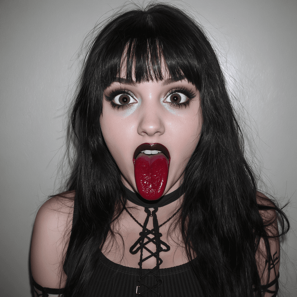 AI generated: A long haired goth girl with big tits