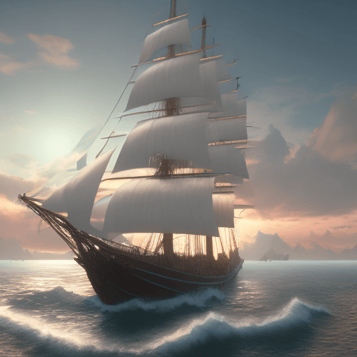 AI generated: Photo of a ultra realistic sailing ship, dramatic light, pale sunrise, cinematic lighting, battered,...