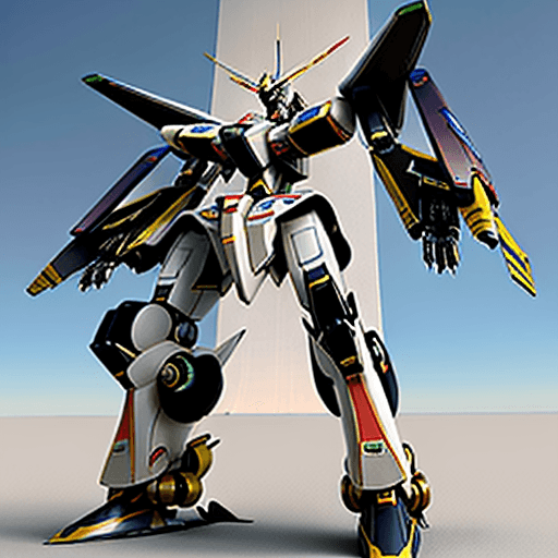 AI generated:  a mecha robotech style made from boeing malaysia airlines 3d image with malaysia emblem