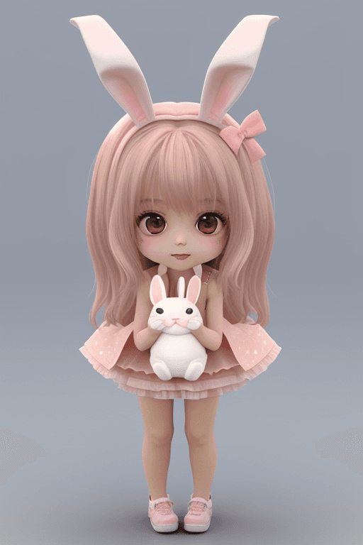 AI generated: cute, chibi, bunny, 3d --ar 4:7 --v 5.2