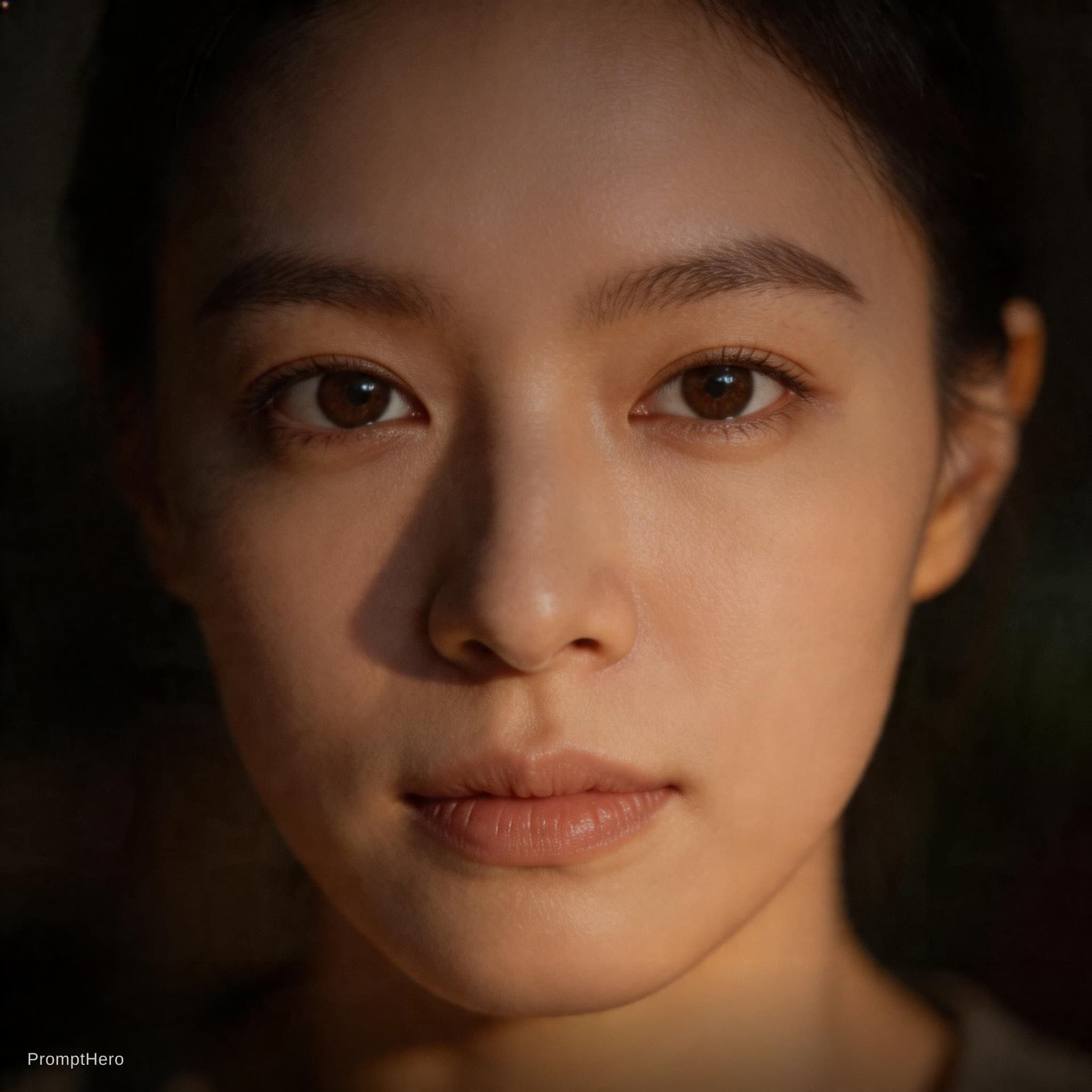 AI generated: Voiceover: No shouting. No proving. Just presence. Image Prompt: "close-up of calm face, strong eye ...