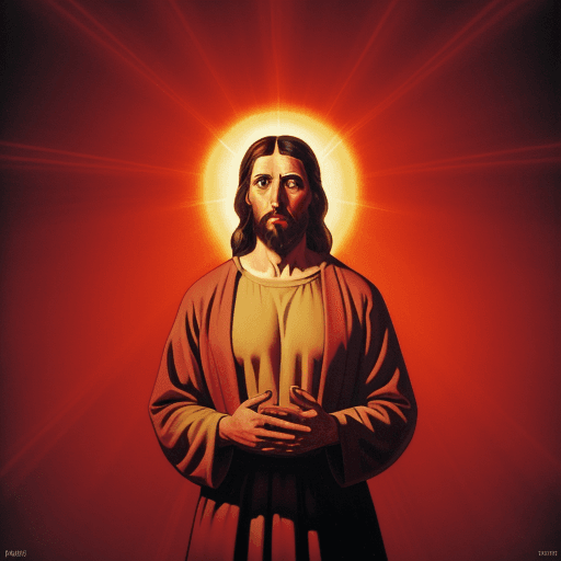 AI generated: the artist jesus christ, in the style of kitsch aesthetic, energy-filled illustrations, uhd image, a...