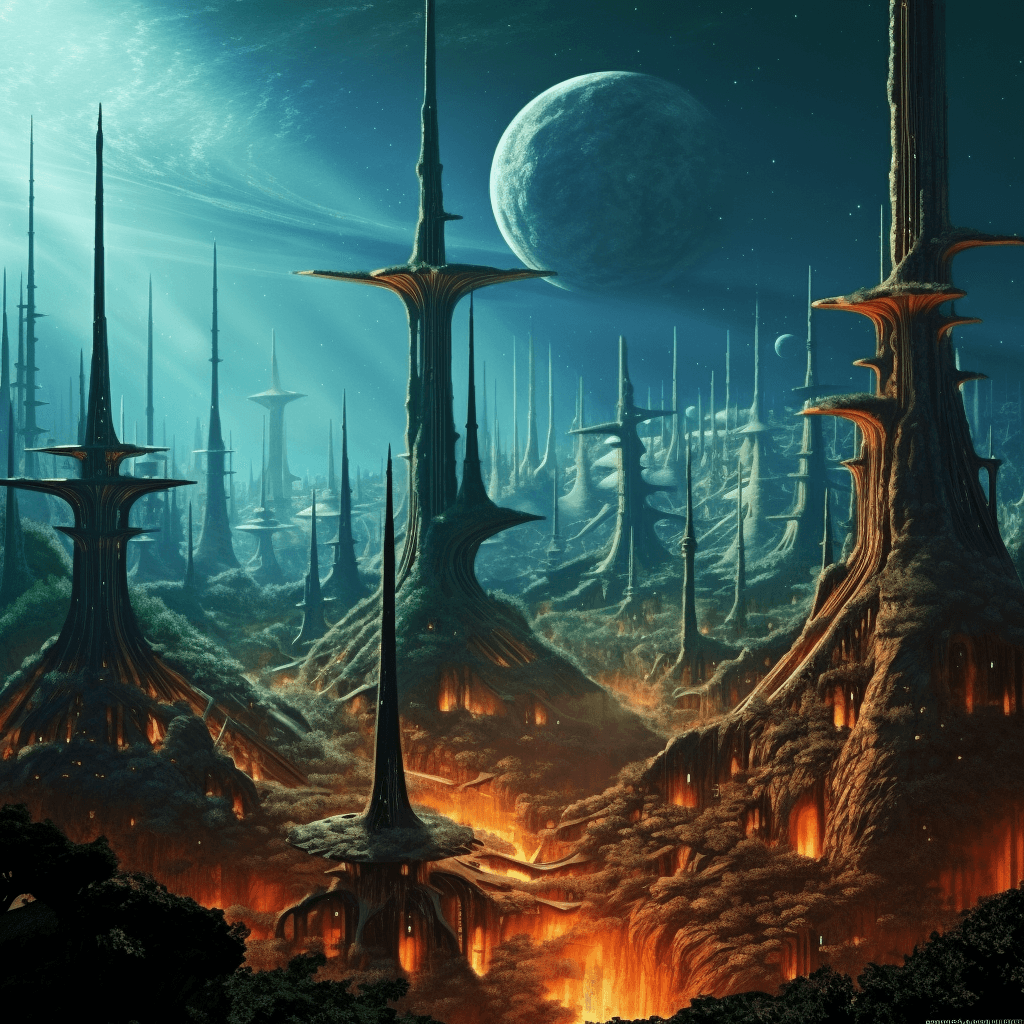 AI generated: alien planet, alien civilization