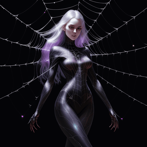 AI generated: create image of woman, a stunning realistic photoshoot of young pale skin lady, webs intigrating int...