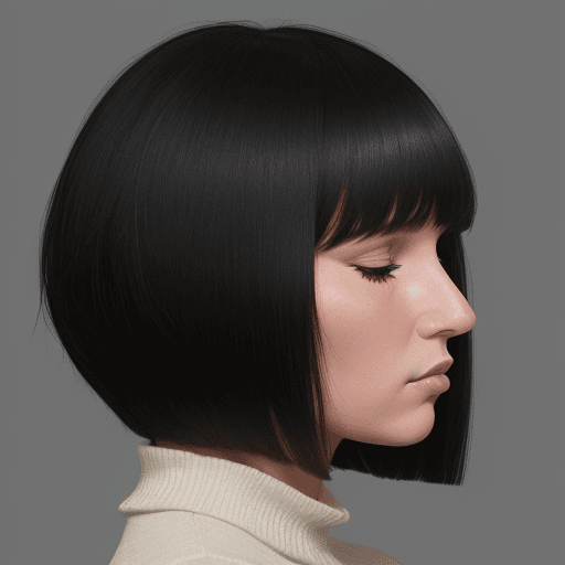 AI generated: 1969 Medium shot, side profile photo of a 32 year old, woman with her eyes completely hidden by very...