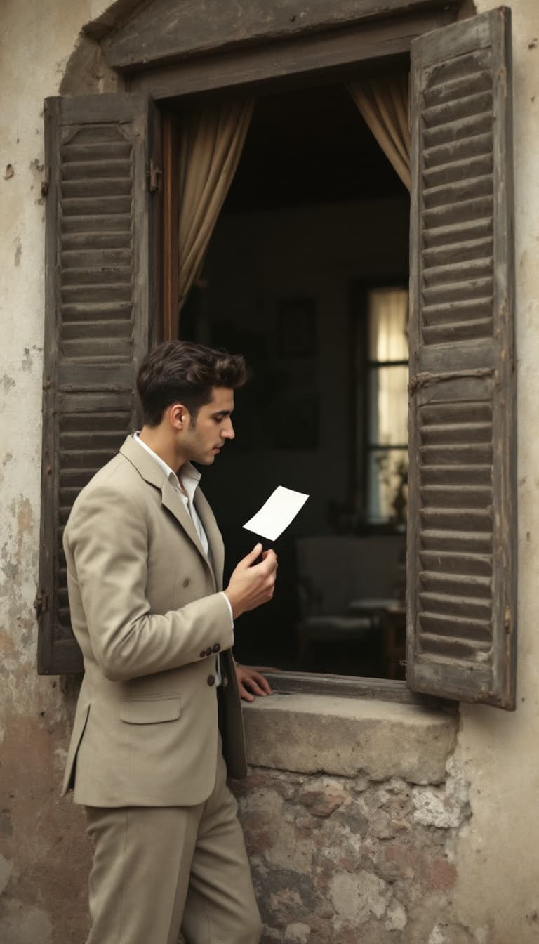 AI generated: A young man from the 1950s standing by an old window of a traditional Iranian house. The window is m...