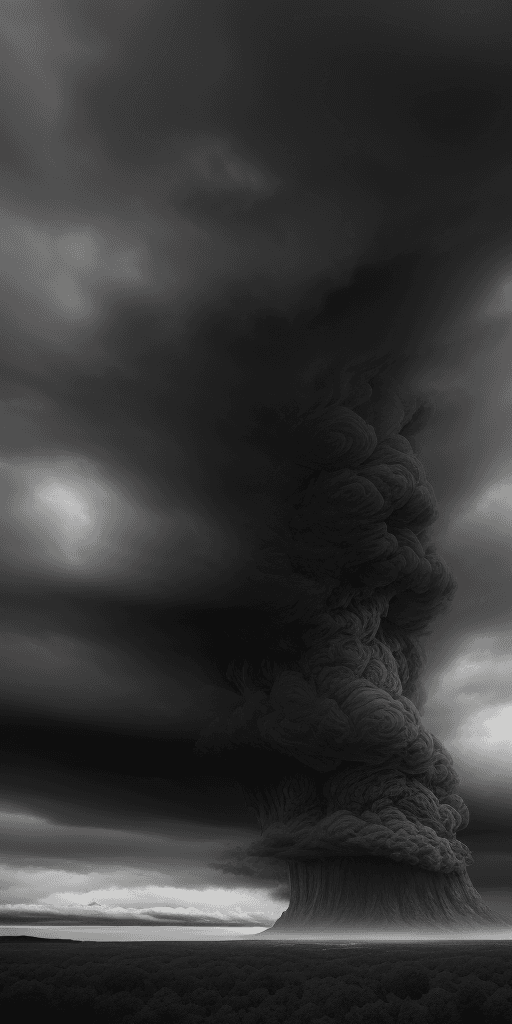 AI generated: A dark cloudy giant epic sky falls over  , epic , 8k , hd , brown, gray, black and white tones , clo...