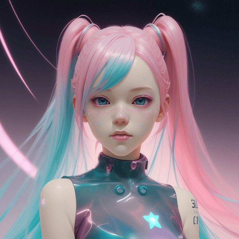 AI generated: a close up of a person with pink hair, digital art, inspired by Yanjun Cheng, digital art, shinning ...