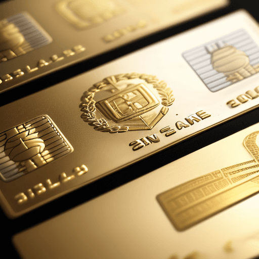 AI generated: Photo of a blank bank card with details engraved in gold.  