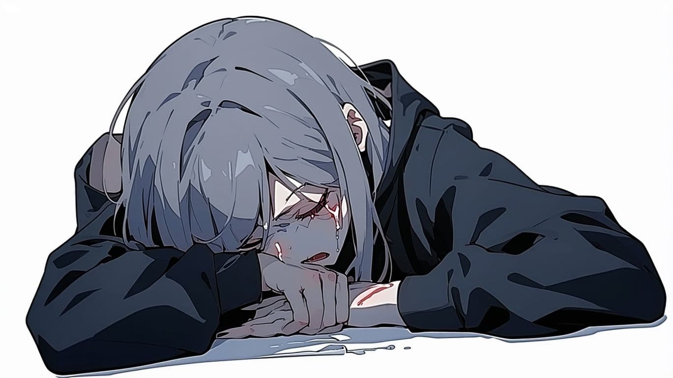 AI generated: High resolution  sad anime 

pain , 
