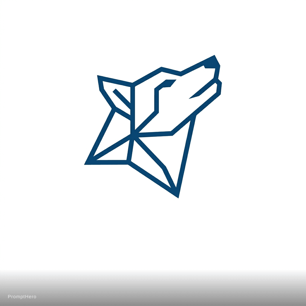 AI generated: Lobo que mantenga la cohesión de identidad entre minimalismo, marca de nombre, y entendiendo que va ...