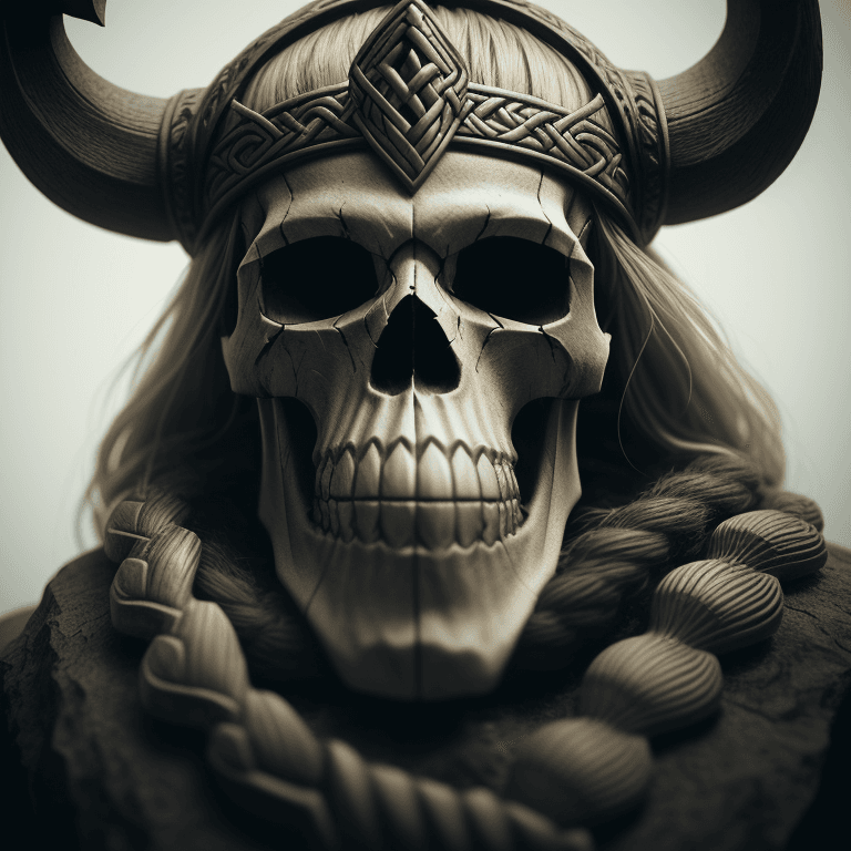 AI generated: viking carved skull photographic cinematic