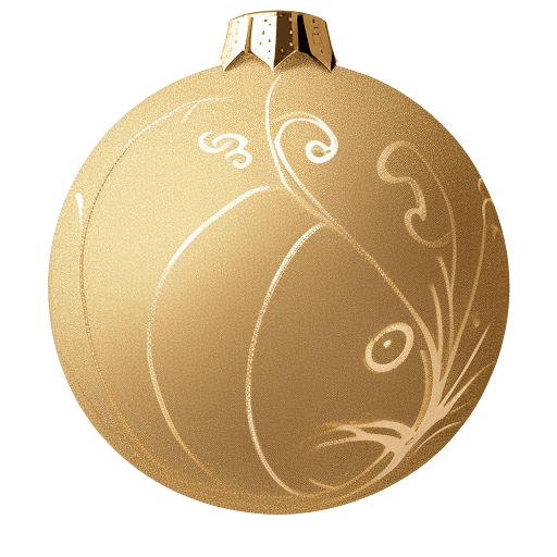 AI generated: detailed drawing of Christmas ball 
on tree, gold backgroud
