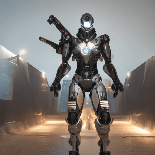 AI generated: military nousr robot, warframe, character design, detailed face, highly detailed, intricate details,...