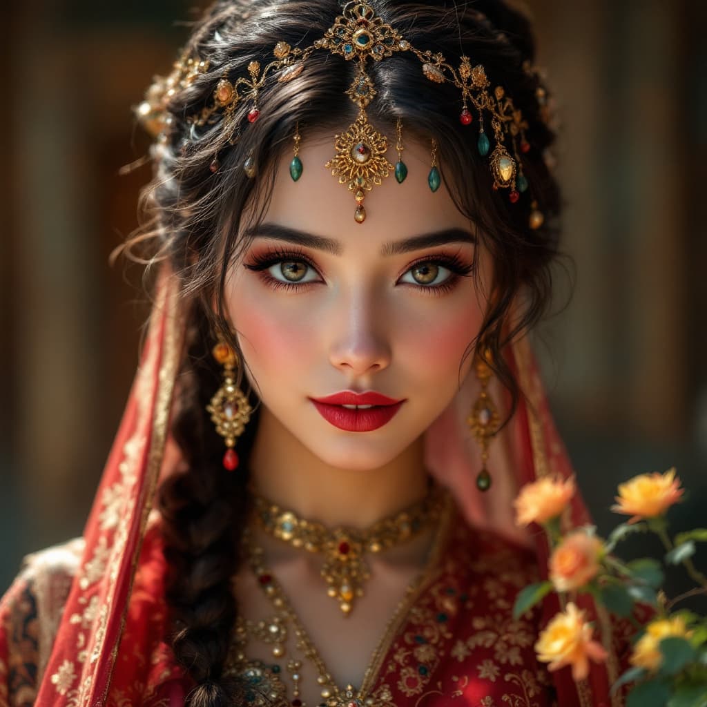 AI generated: A beautiful  Ottoman woman, she is wearing traditional outfit. 1990s anime style
