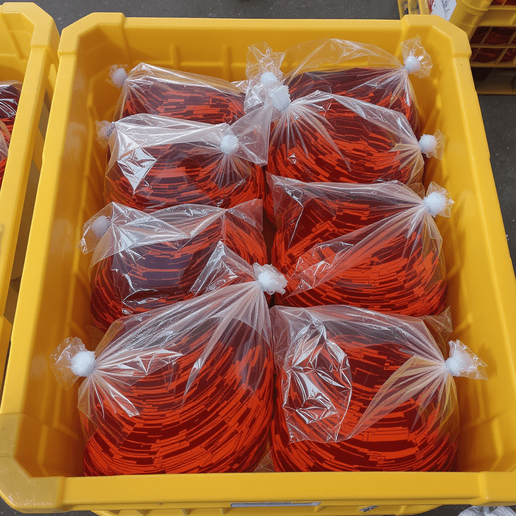 AI generated: well-packaged red palm oil in 50 litres yellow container ready for export