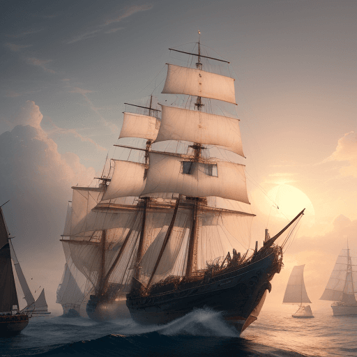AI generated: Photo of a ultra realistic sailing ship, dramatic light, pale sunrise, cinematic lighting, battered,...