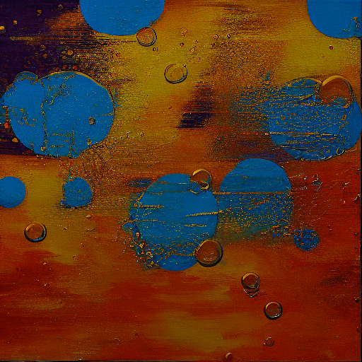 AI generated: A abstract art painting. Golden waves. Bubbles. A crate. 