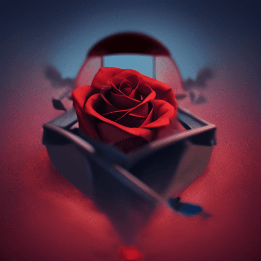 AI generated: A rose in aboat floating in hell
