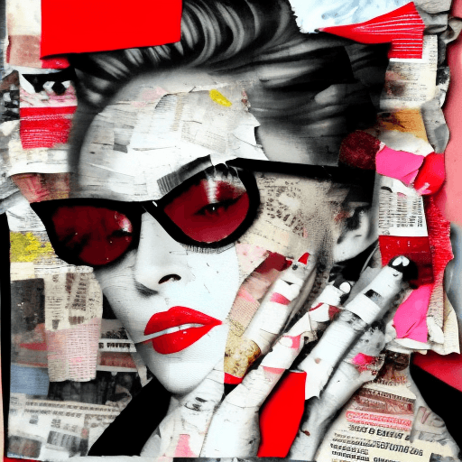 AI generated: Madonna, in style of mixed media collage with canvas texture in the style of modern art, punk art, d...