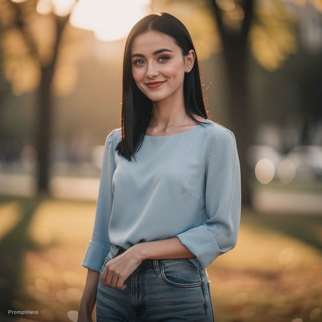 AI generated: A beautiful skinny 18 year old girl with black hair and blue eyes. She has small tits a very small w...