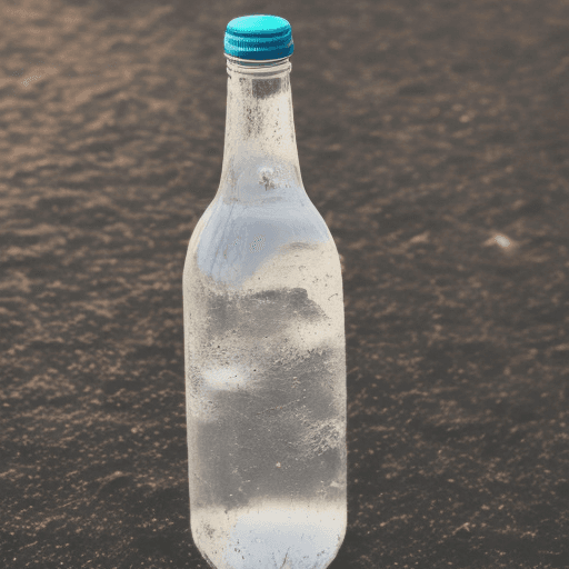 AI generated: drinking beverage, a clear glass bottle with a V written on it, morning sunlight