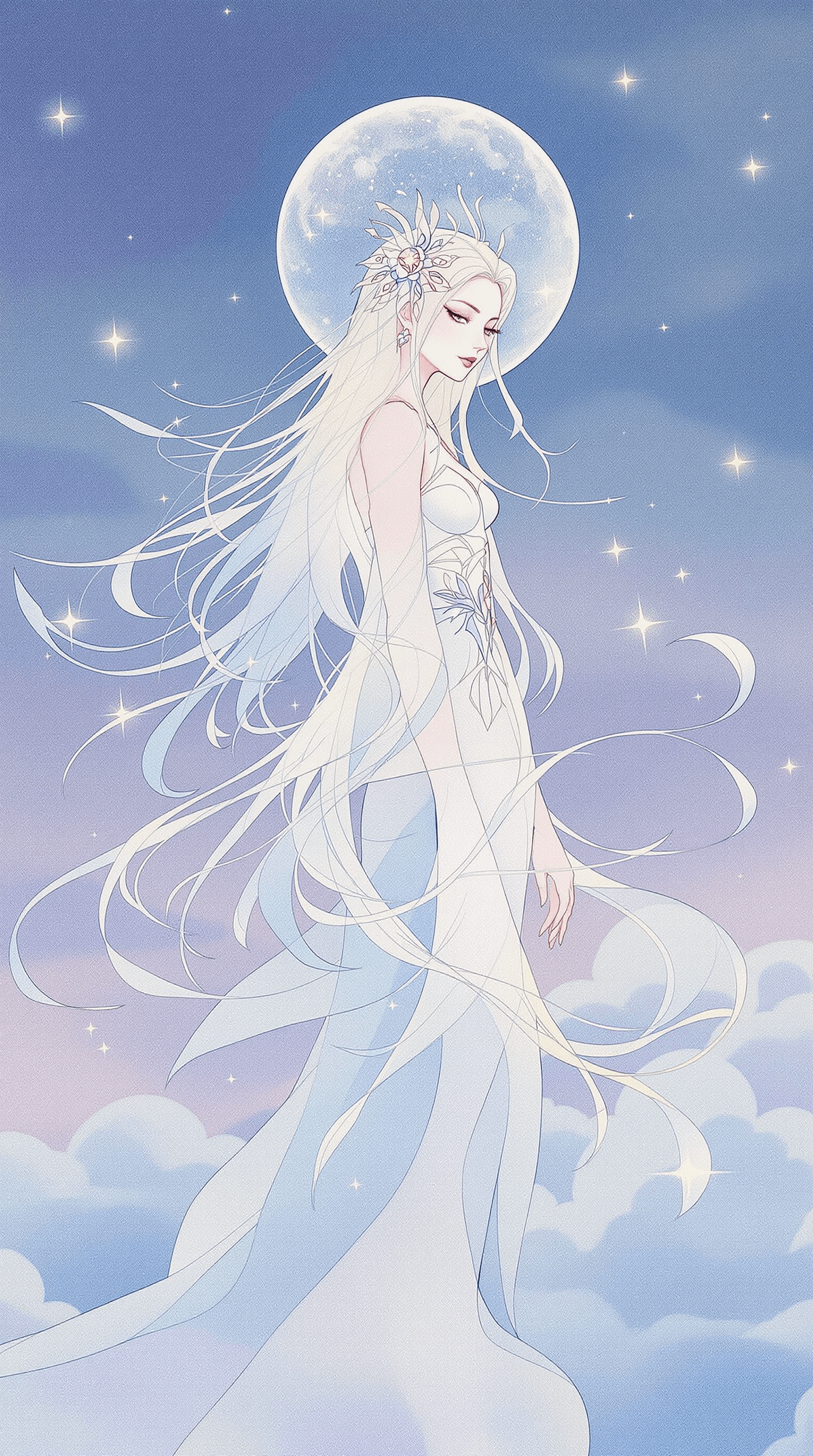 AI generated: A mystical wind spirit girl, reminiscent of Qinni's ethereal illustrations. Framed against a soft bl...