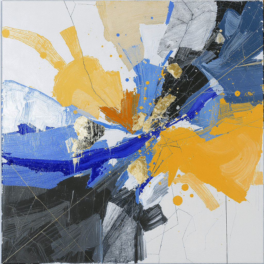 AI generated: Create an abstract artwork that looks like something a human would make. The artwork itself should h...