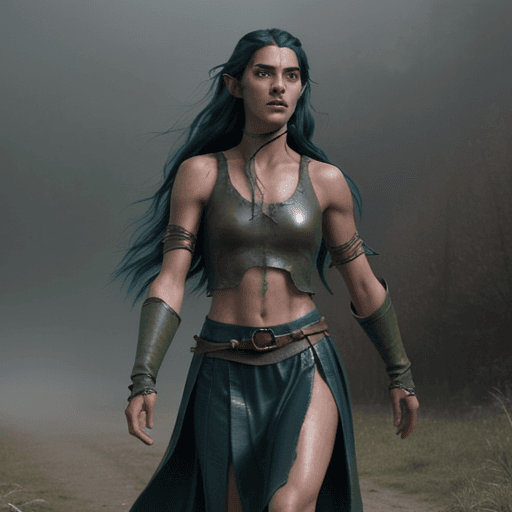 AI generated: colors, fog, amazing cinematic lighting, Award winning realistic LOTR movie still, showing a tanned ...