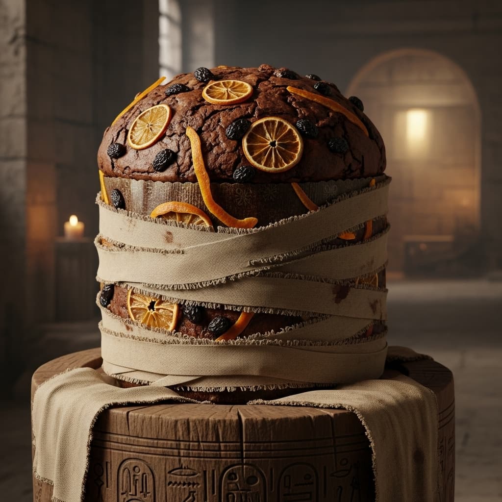 AI generated: Embalmed panettone