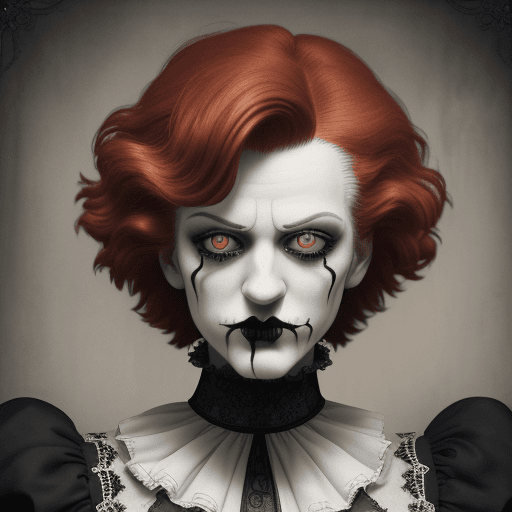 AI generated: Ronald McDonald, goth style, epic realistic, faded, neutral colors, (hdr:1. 4), (muted colors:1. 4),...