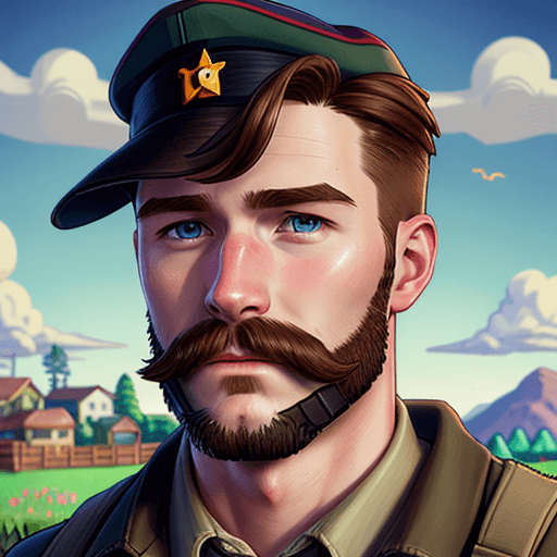 AI generated: Kent from Stardew Valley, hyper-realistic, military man, portrait
