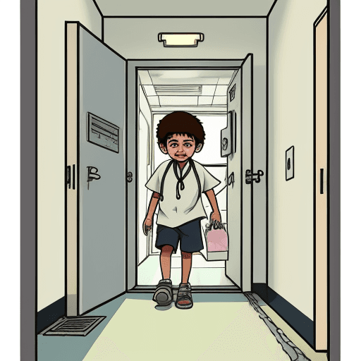 AI generated: illustration of a kid going out of the hospital