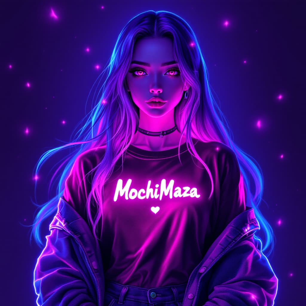 AI generated: A stunning, glowing FLUORECENT neon Anime Female Character that emits an otherworldly luminescence. ...