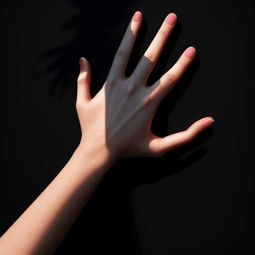 AI generated: Shadow of a woman's hand on a dark background