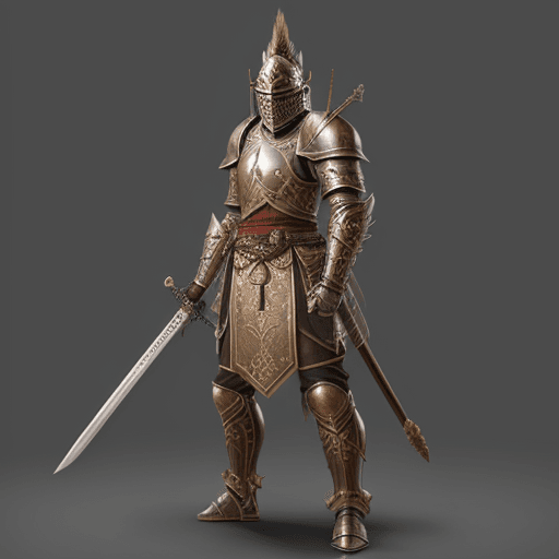 AI generated: majapahit warrior, full armor, weapon, kriss and sword, bronze armor