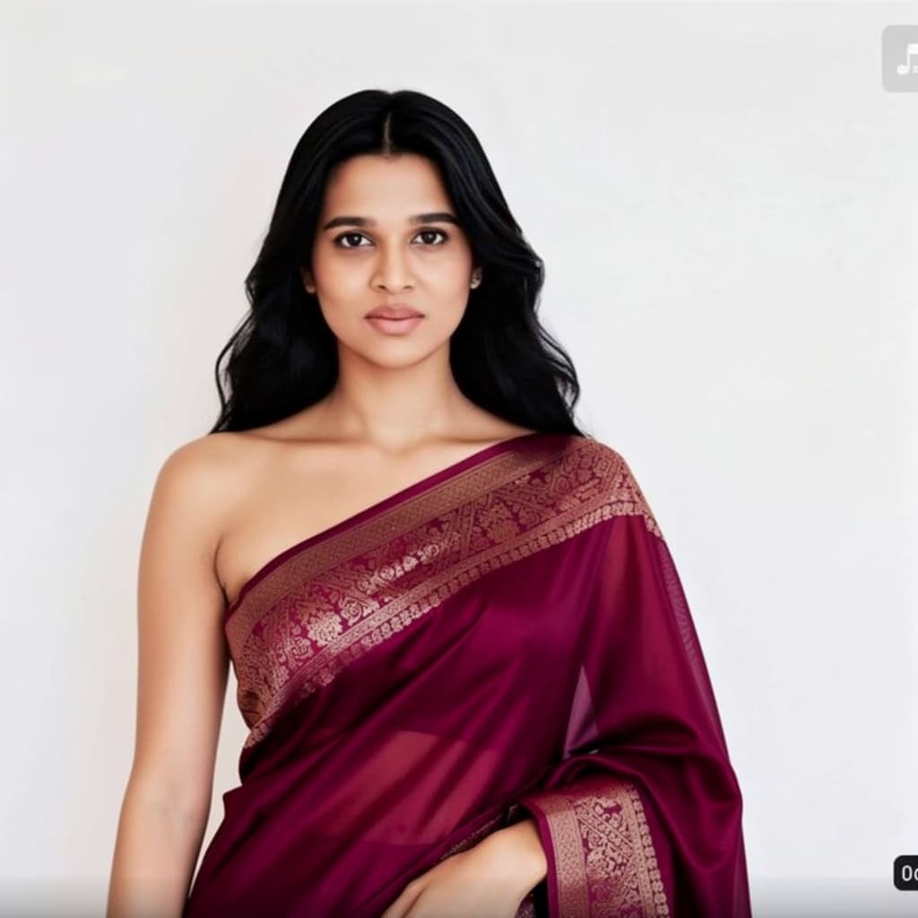 AI generated: wearing saree exposing navel and cleavage